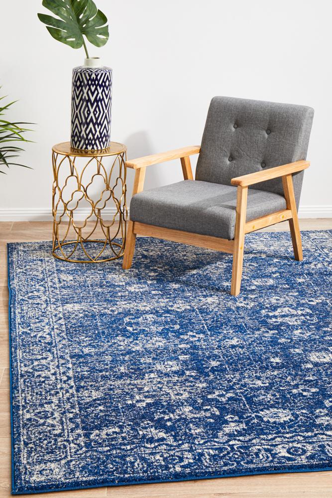 Hot Deal! Evoke Oasis Navy Transitional Rug