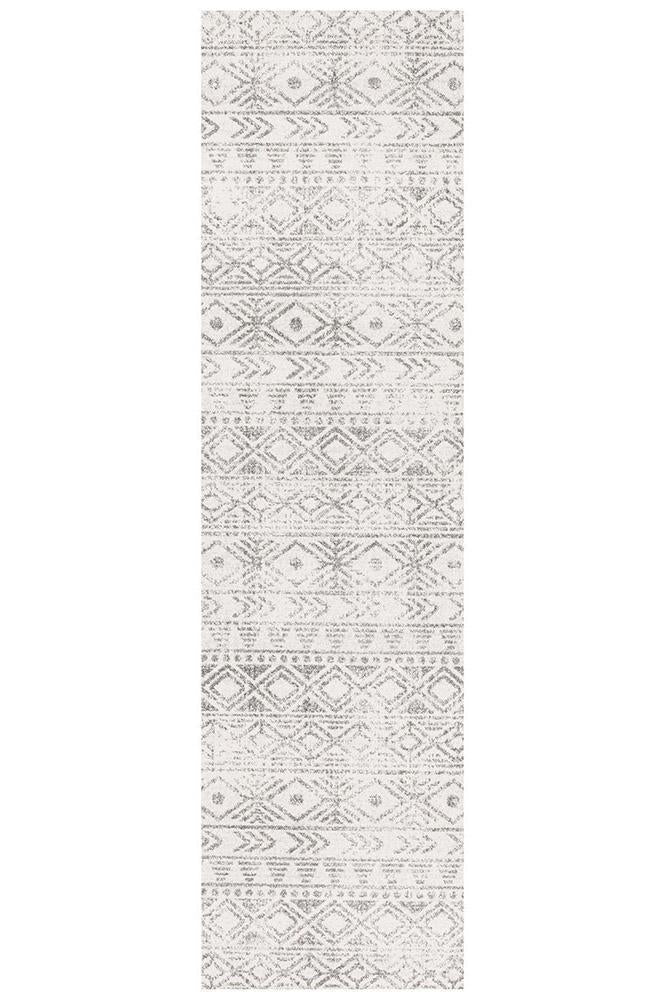 Hot Sale! Oasis Ismail Rustic White Grey Runner Rug for Bohemian Decor