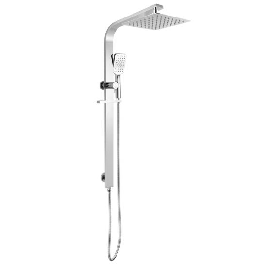 AQU Chrome 10 Square Wide Rail Shower Station with 3-Function Handheld - Must - Have for Your Bathroom
