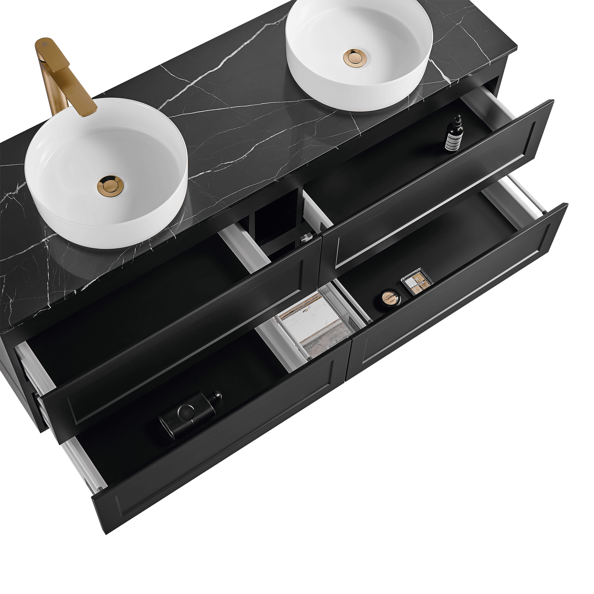1500mm Matte Black Fremantle PVC Wall Hung Vanity Cabinet (Single/Double Bowl)
