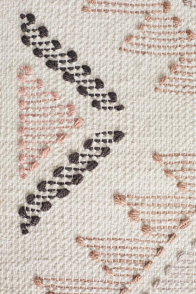 Estella Exquisite White Peach Flat-Woven Rug from India
