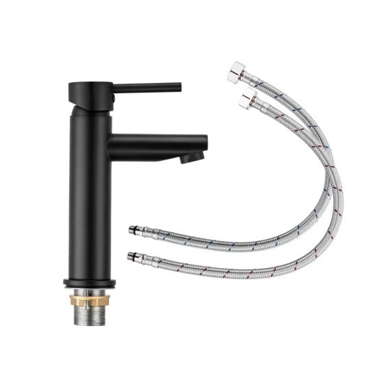 LUCID PIN Round Black Tall Basin Mixer - Ideal for Modern Bathrooms