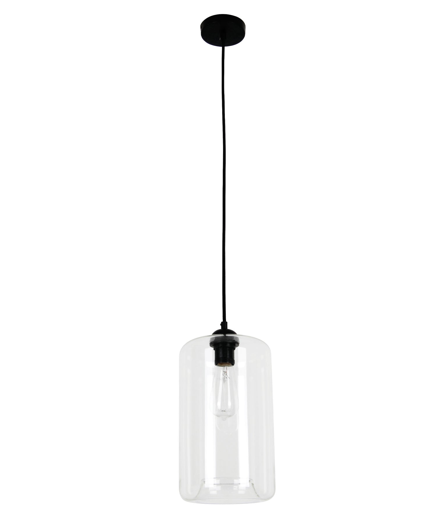 Modern Retro Oblong Iron and Glass Interior Single Pendant Light - MASON