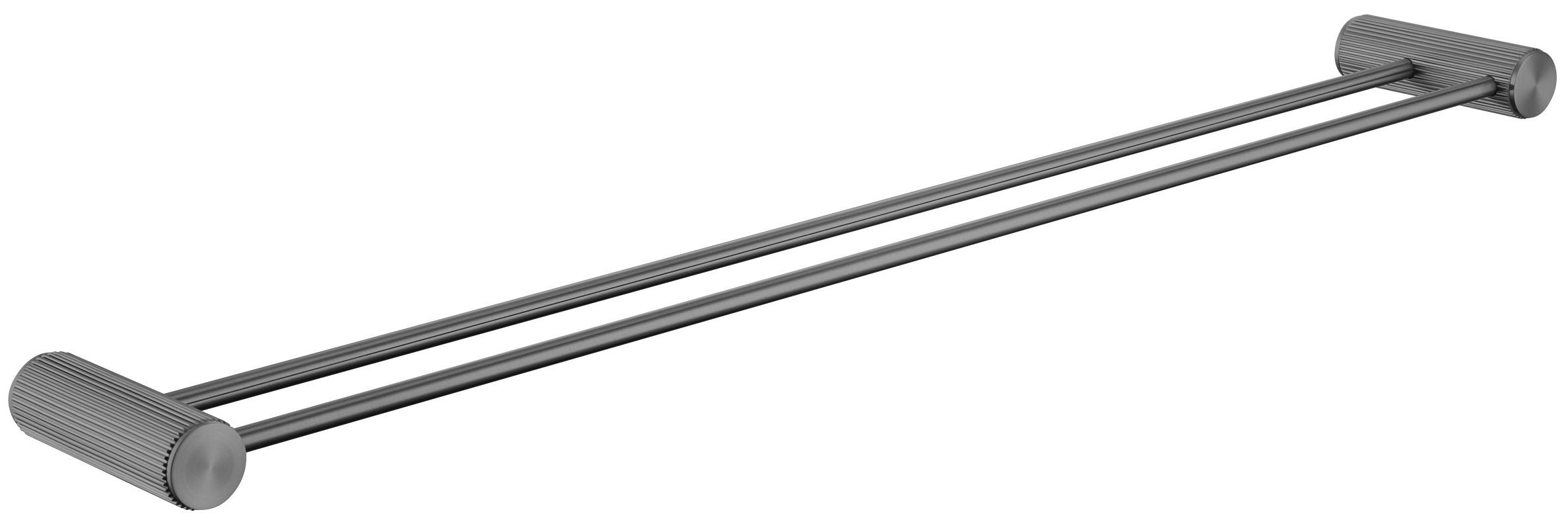 Hot Deal! Brushed Gun Metal Mica Fluted Double Bathroom Towel Rail for Organized Towels