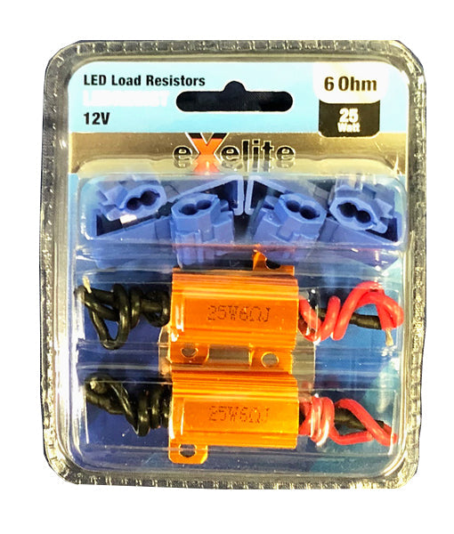 Exelite 12V 25W 60 Ohm LED Load Resistors - 2 Pieces Pack