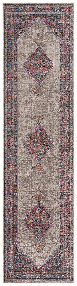 Affordable Vintage-Look Diamond Grey Runner Rug