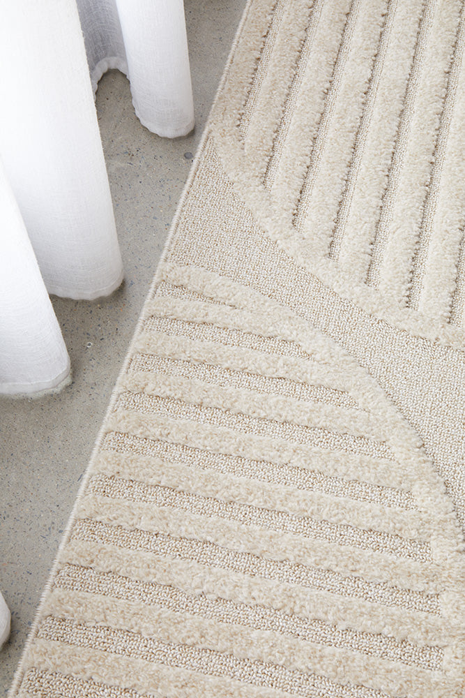 Beige Art Deco Inspired Lotus Leo Modern Sophisticated Rug