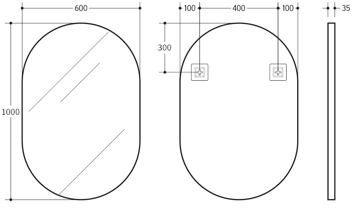 Hot! Poseidon Matte Black Oval Framed Mirror - 900/1000mm