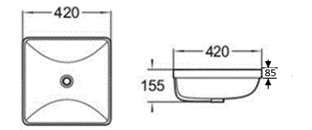 POSEIDON Square Insert Basin (420x420x155) - Stylish & Easy to Clean