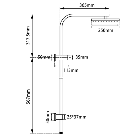Hot Deal! 10-Inch Square Brushed Nickel Shower Station with Top Water Inlet