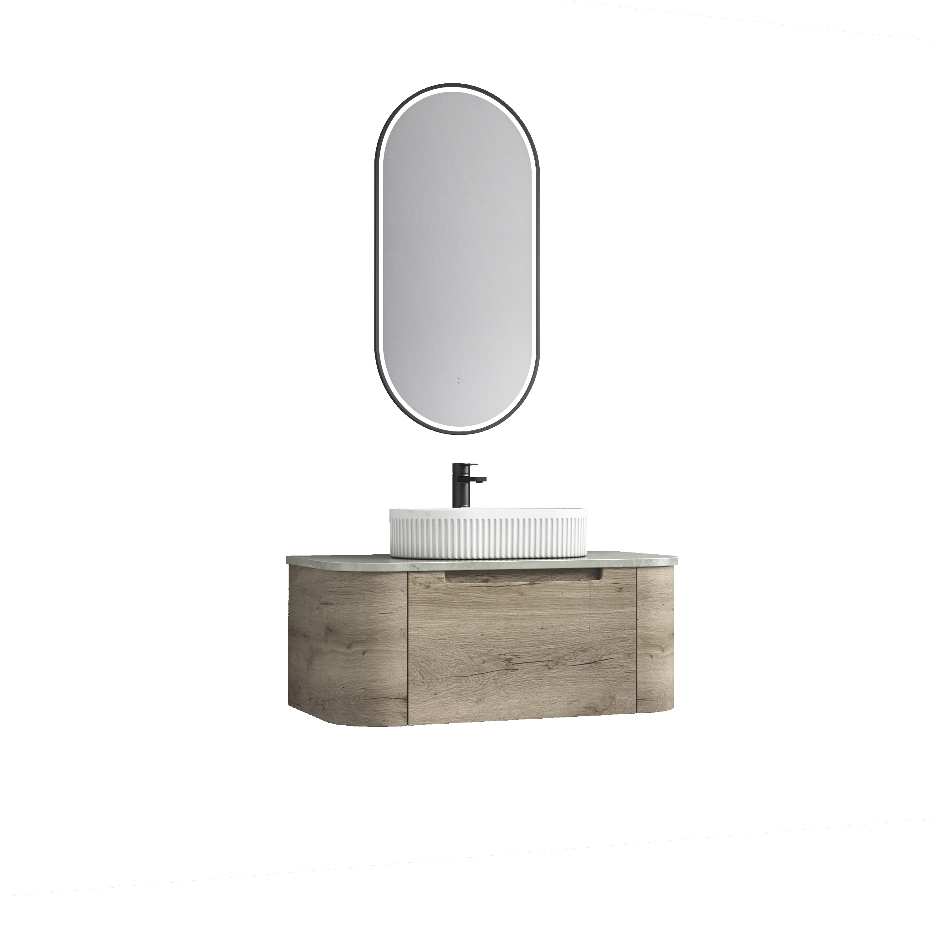 Shop Now! HAMILTON Wall - Hung Curve Vanity in Natural Oak with Multiple Sizes Available