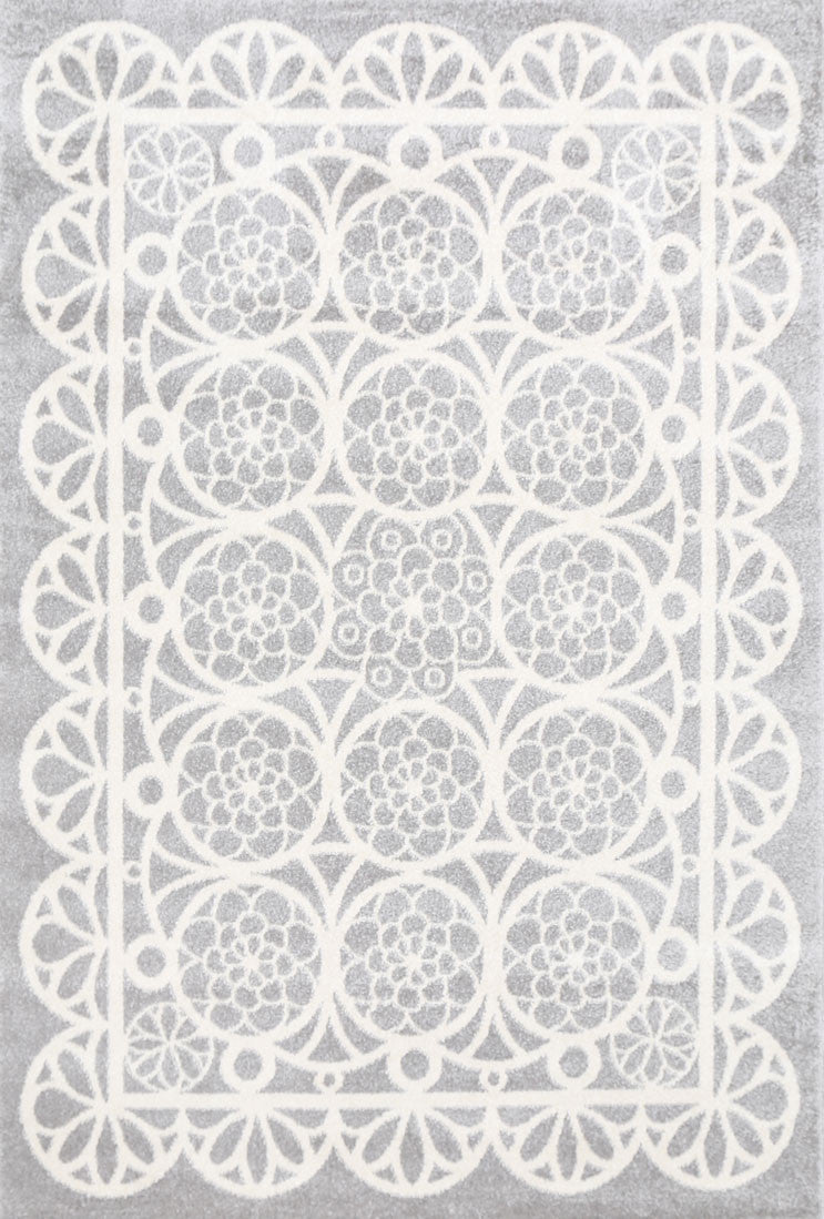 Piccolo Kids Rug: Grey and White Doily, Ideal for Play