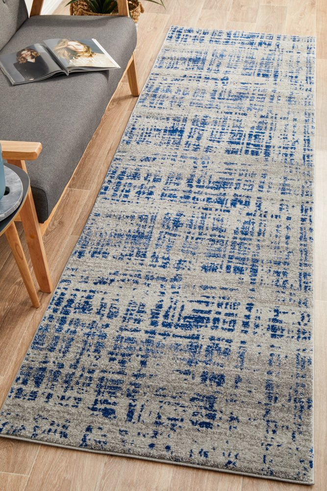 Hot! Mirage Ashley Blue Grey Abstract Modern Runner Rug