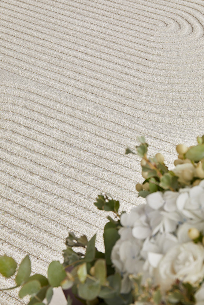 Beige Modern Lotus Abbey Power - Loomed Polypropylene Rug