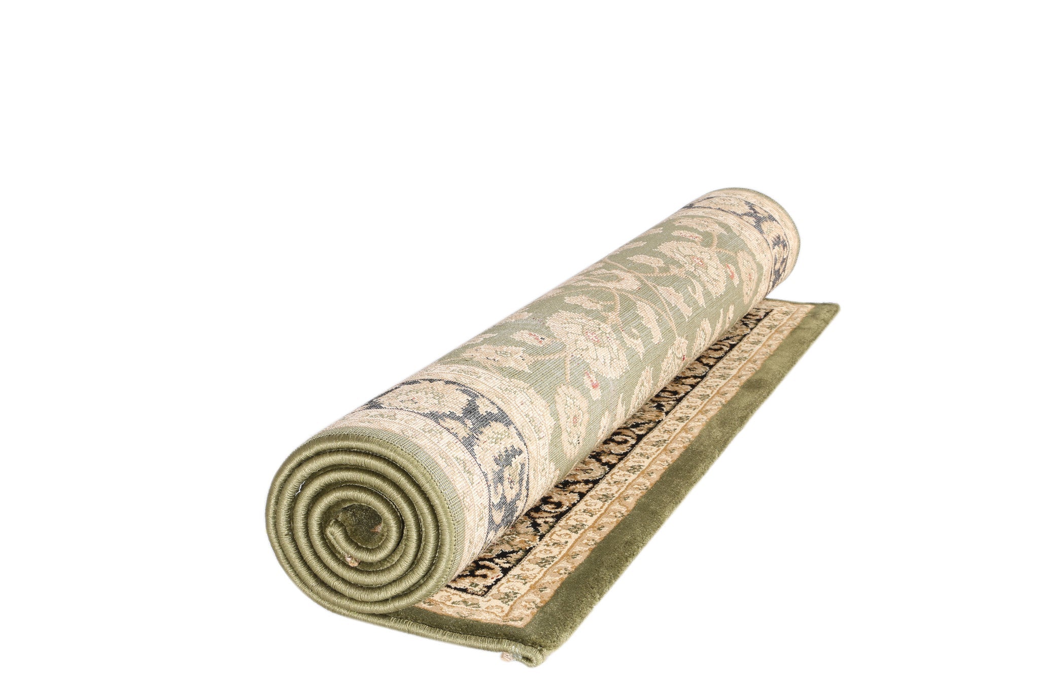 Exclusive Green Traditional Ikat Border Rug - Durable & Washable