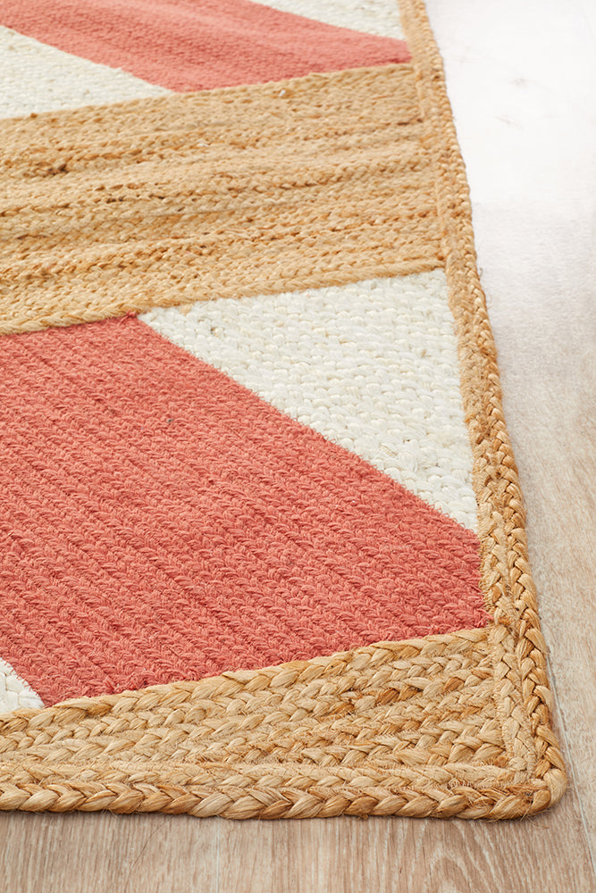 Exquisite Parade 111 Coral Jute-Cotton Handmade Rug