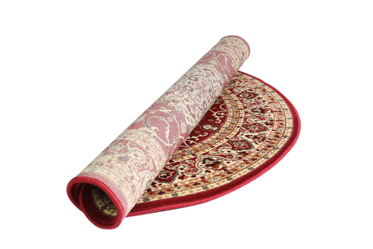 Exclusive Red Bordered Traditional Flower Rug - Washable & Durable