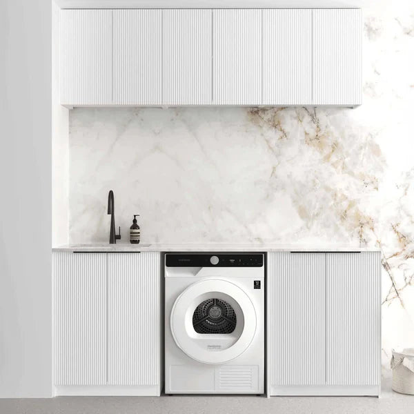 BURLEIGH 1960x600x2100mm White Laundry Cabinet Set with Stone Top (Style B) - Great Value!