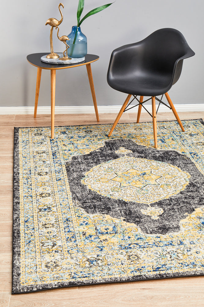 Century 955 Round Charcoal Rug with Turkish-Inspired Design
