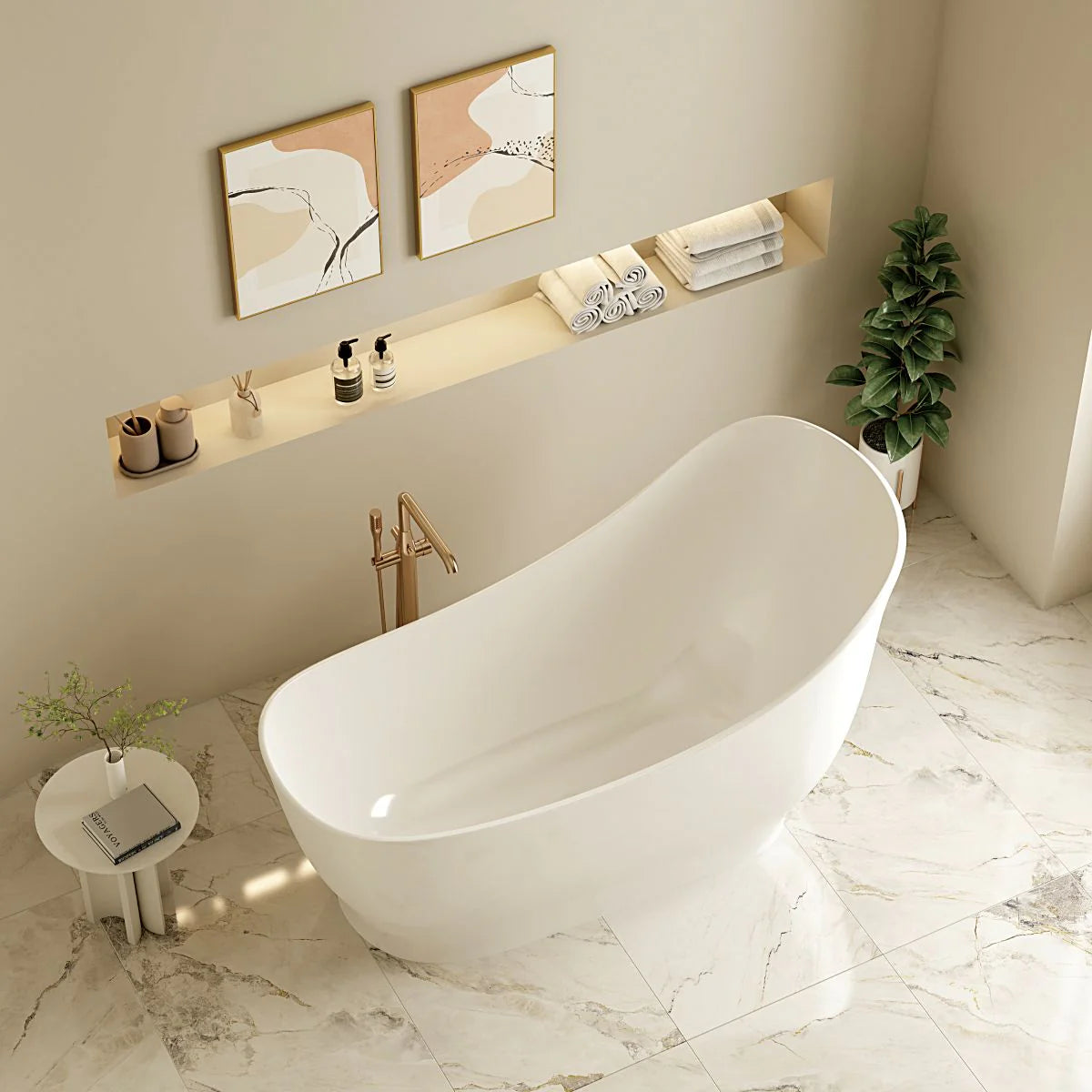 Clara Glossy White Freestanding Bathtub Available in 1500mm and 1700mm Sizes