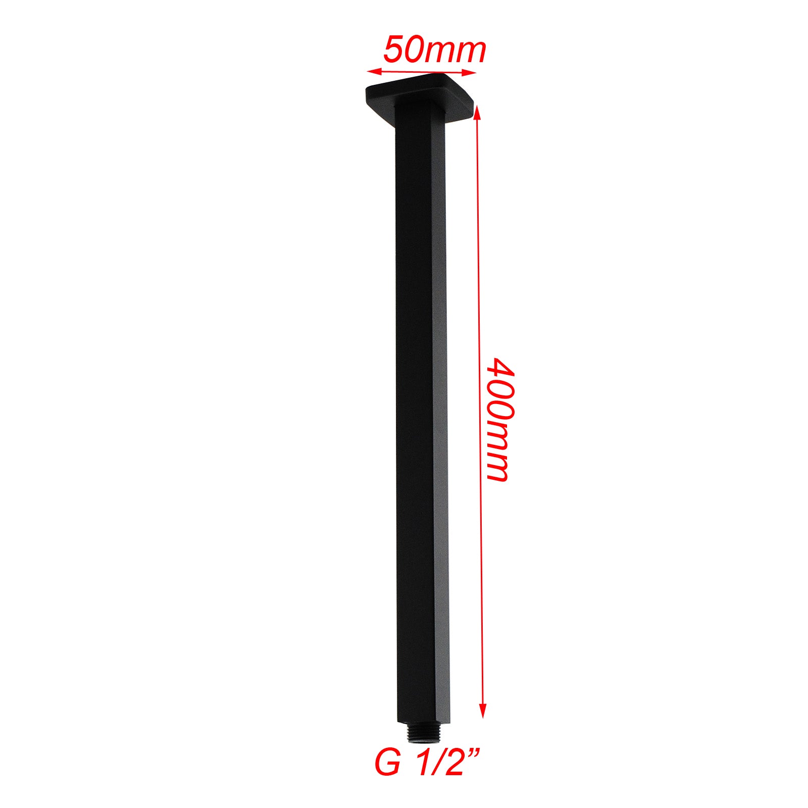 Limited-Time Offer! 400mm Cavallo Matte Black Square Ceiling Shower Arm for Luxury Bathrooms