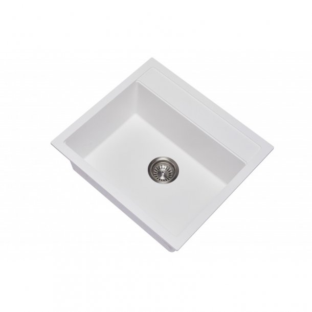 CARYSIL WALTZ White Granite Kitchen Sink - 560x510mm, German Engineered with Lifetime Warranty
