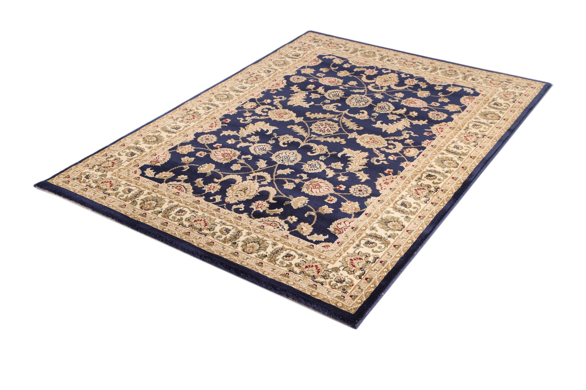 Exclusive Navy Blue Traditional Ikat Rug with Ornate Border - A Timeless Home Decor Piece