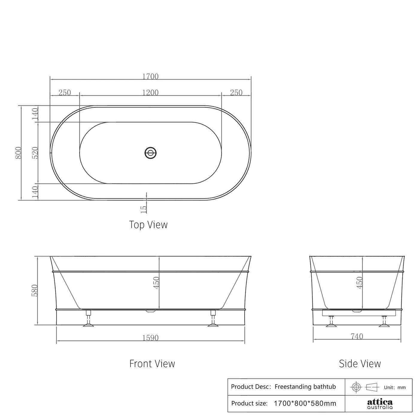 Exclusive Offer! Coogee Freestanding Non - Overflow Bathtub for Modern, Victorian & Hamptons Bathrooms