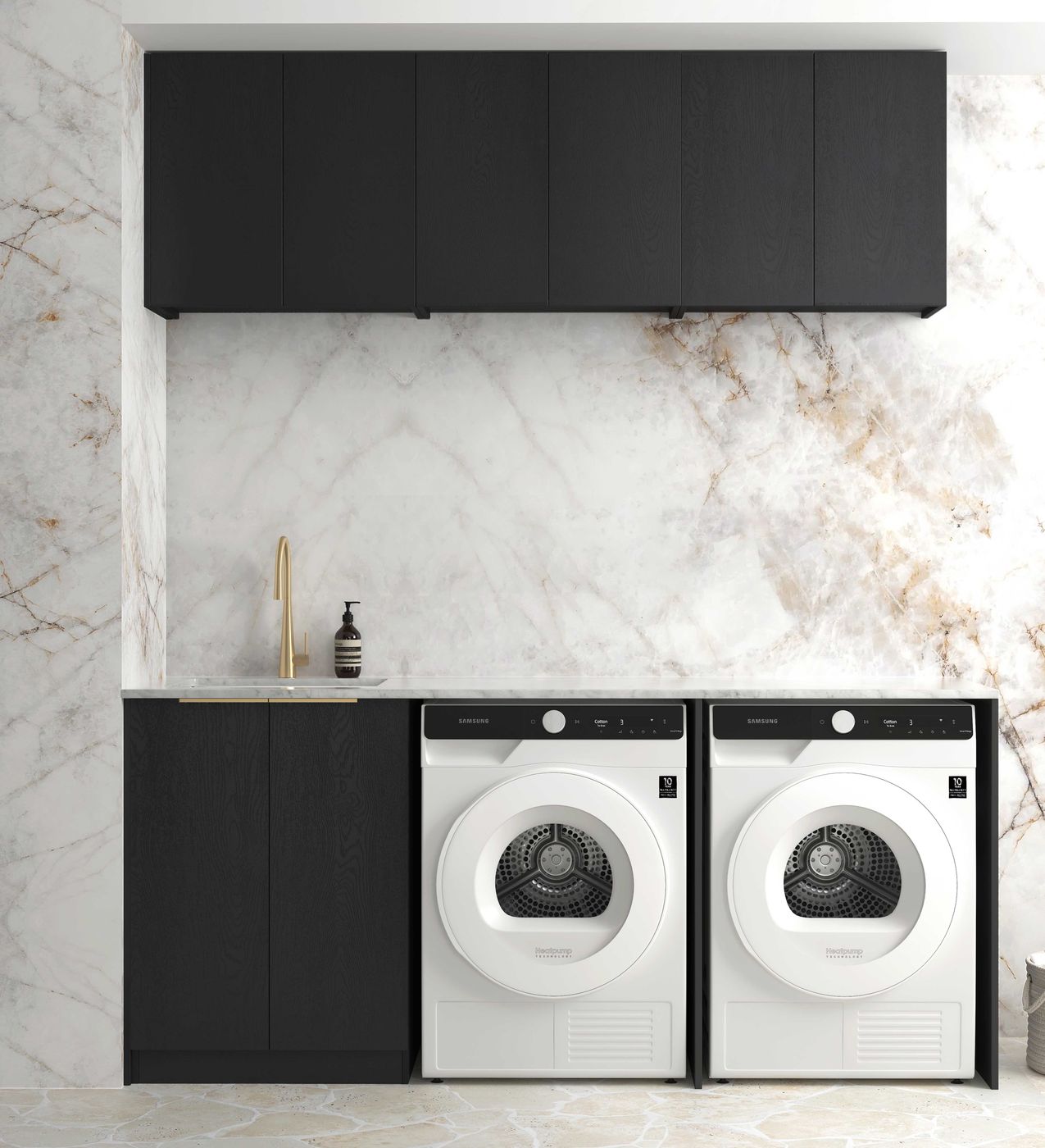 1960x600x2100 Byron Black Oak Laundry Cabinet Set (Style A)