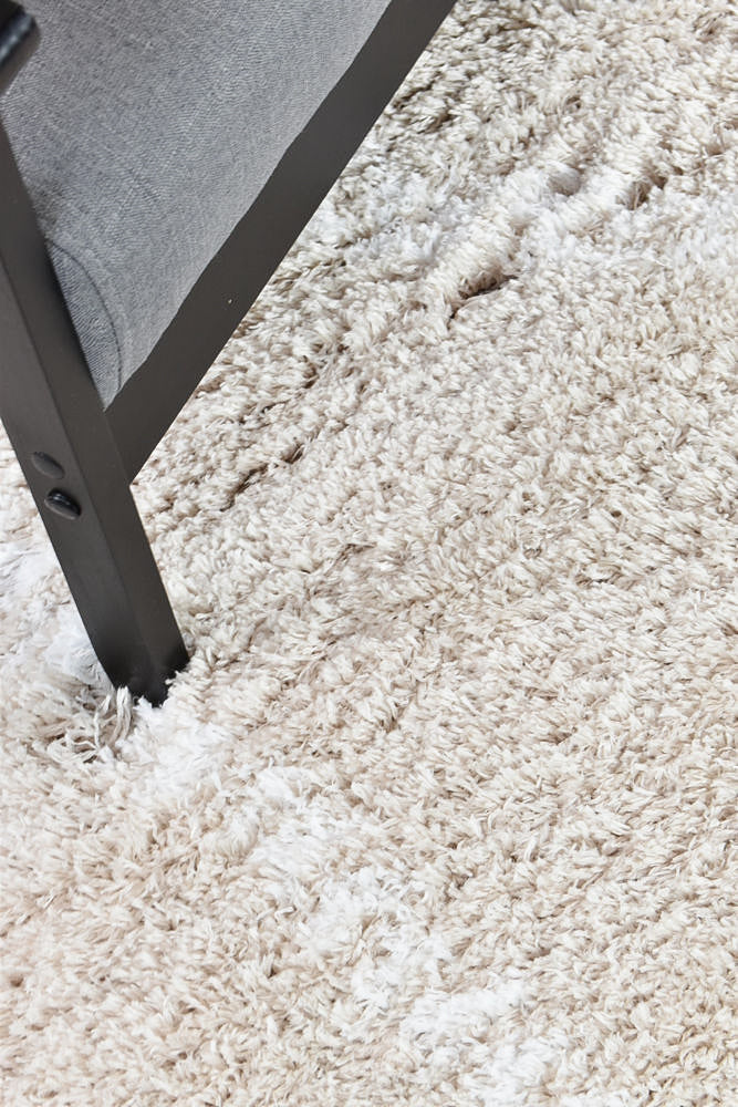 Stylish Beige Cobi Rug 8745A with Soft Shaggy Pile