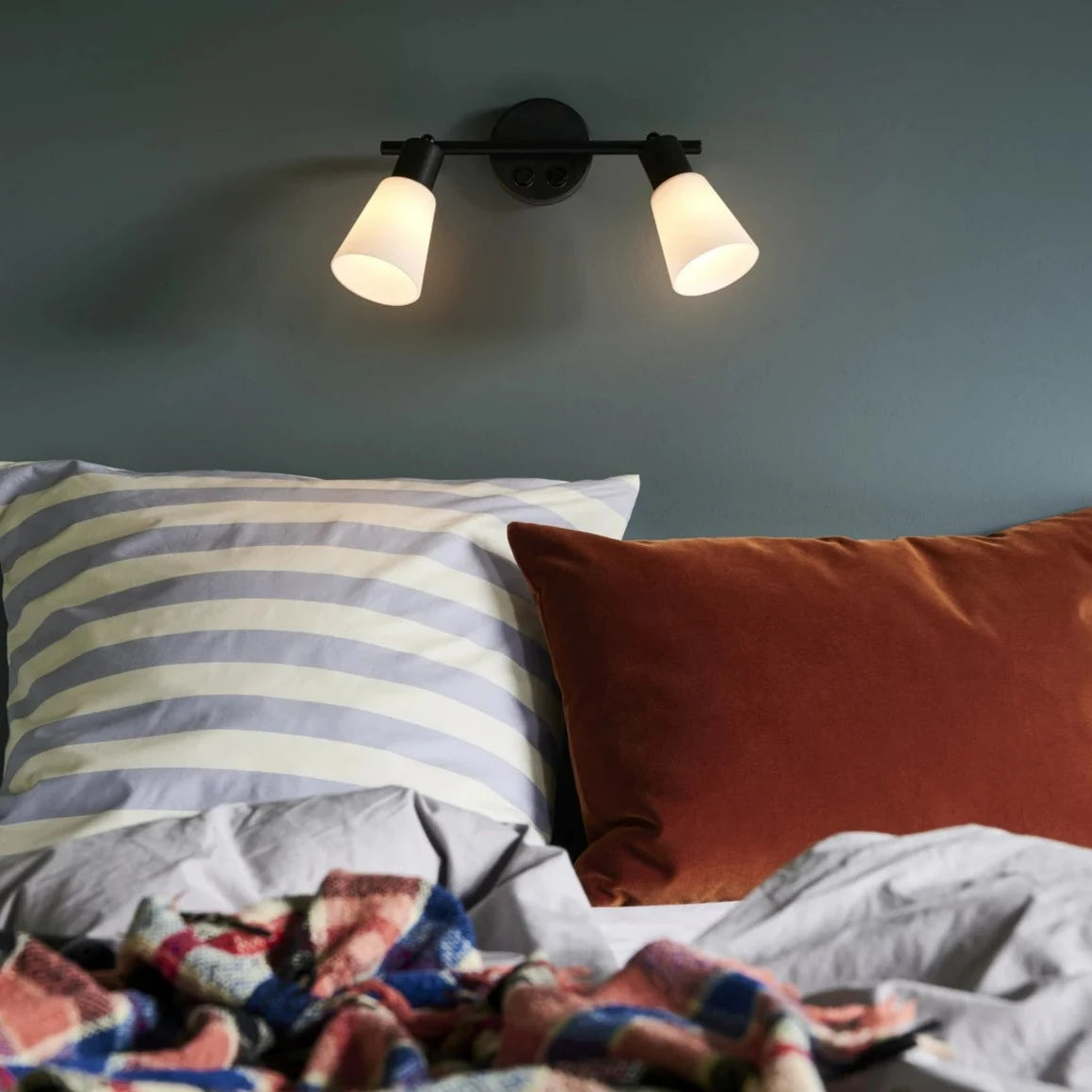 Nordlux Cole 2-Spot Black Wall Light with Adjustable Lamp Head