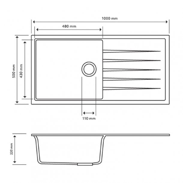 Carysil Vivaldi 1000x500mm Black Granite Kitchen Sink with Drainboard - Lifetime Warranty!