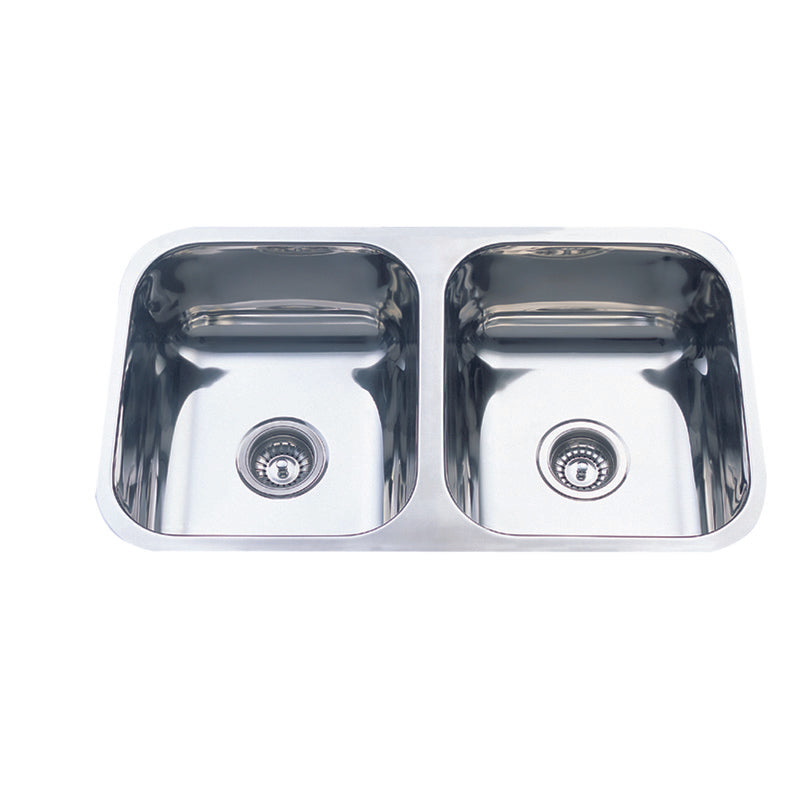 Chrome Cora Undermount Double Bowl Sink - 780 x 445mm