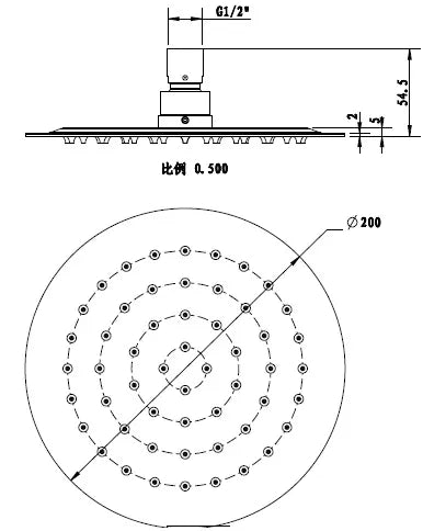 Hot Deal! PAVIA 200mm Stainless Steel Round Matte Black Shower Head