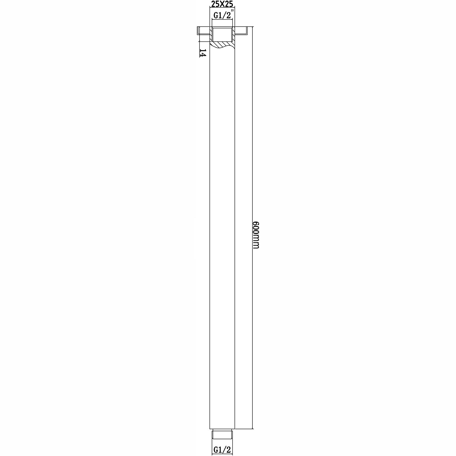 Hot Deal! 600mm Cavallo Matte Black Square Ceiling Shower Arm