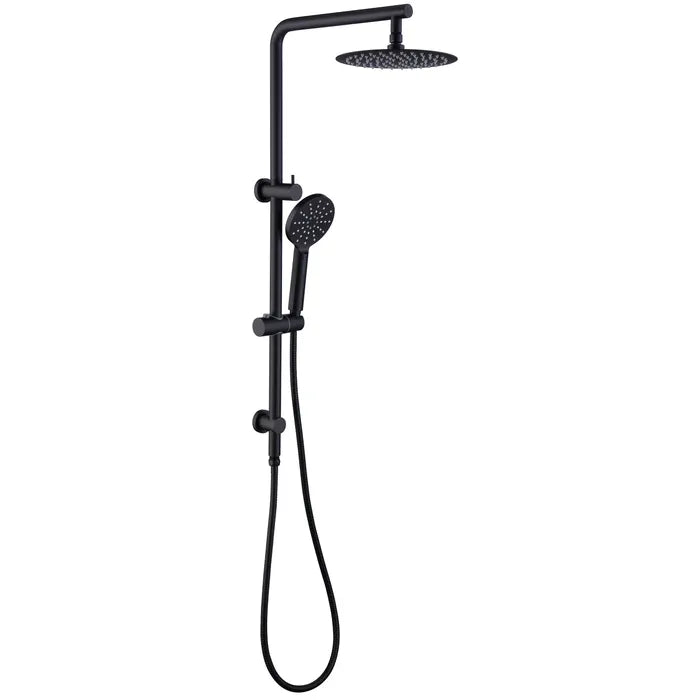 Hot Sale! PAVIA Twin Round Shower on Rail, 250mm, Matte Black with Top Inlet
