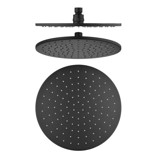 Get This 250mm Matte Black Solid Brass Round Rainfall Shower Head Now!