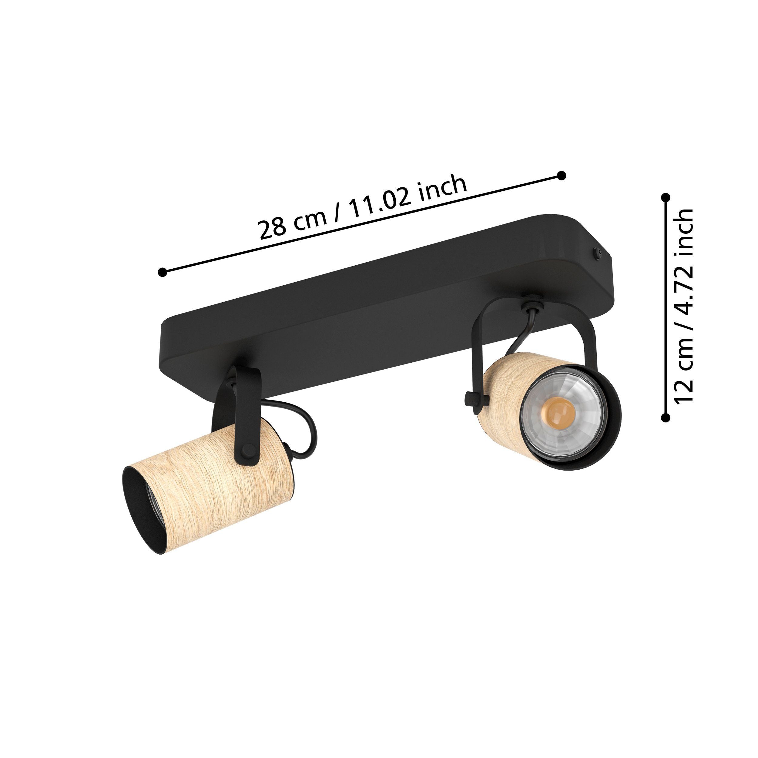 Black Steel and Brown Wood CAYUCA Directional Spotlight