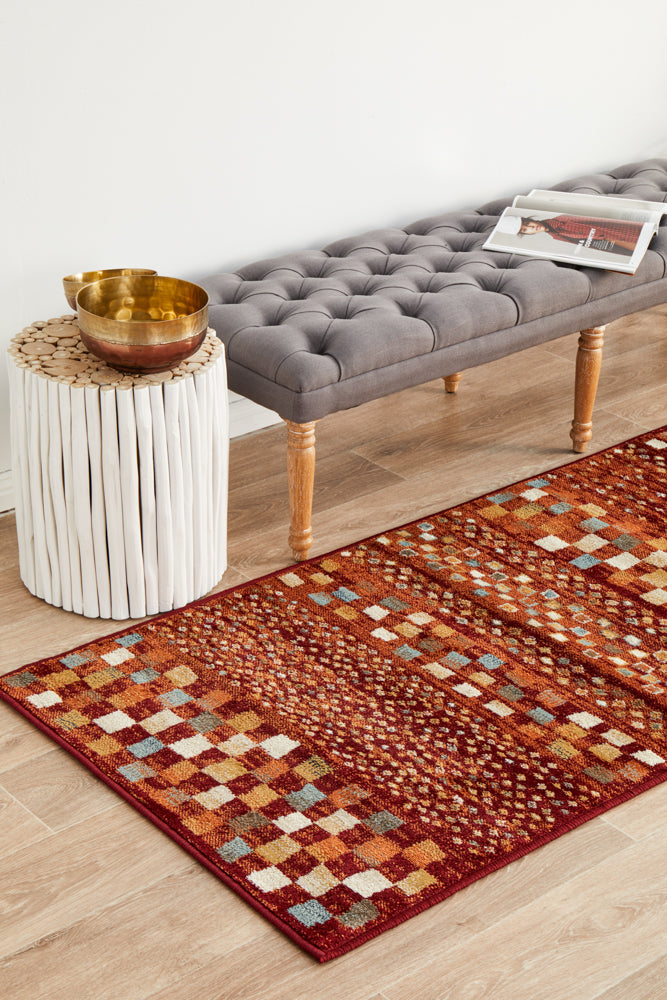 Get This Power Loomed Oxford Rust Runner Rug with Classic Traditional Design