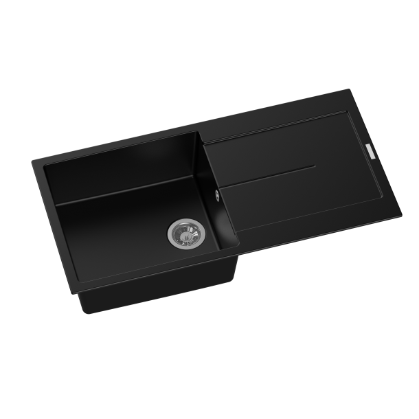 CARYSIL ENIGMA 1000x500mm Black Granite Kitchen Sink with Drainboard, German Engineered