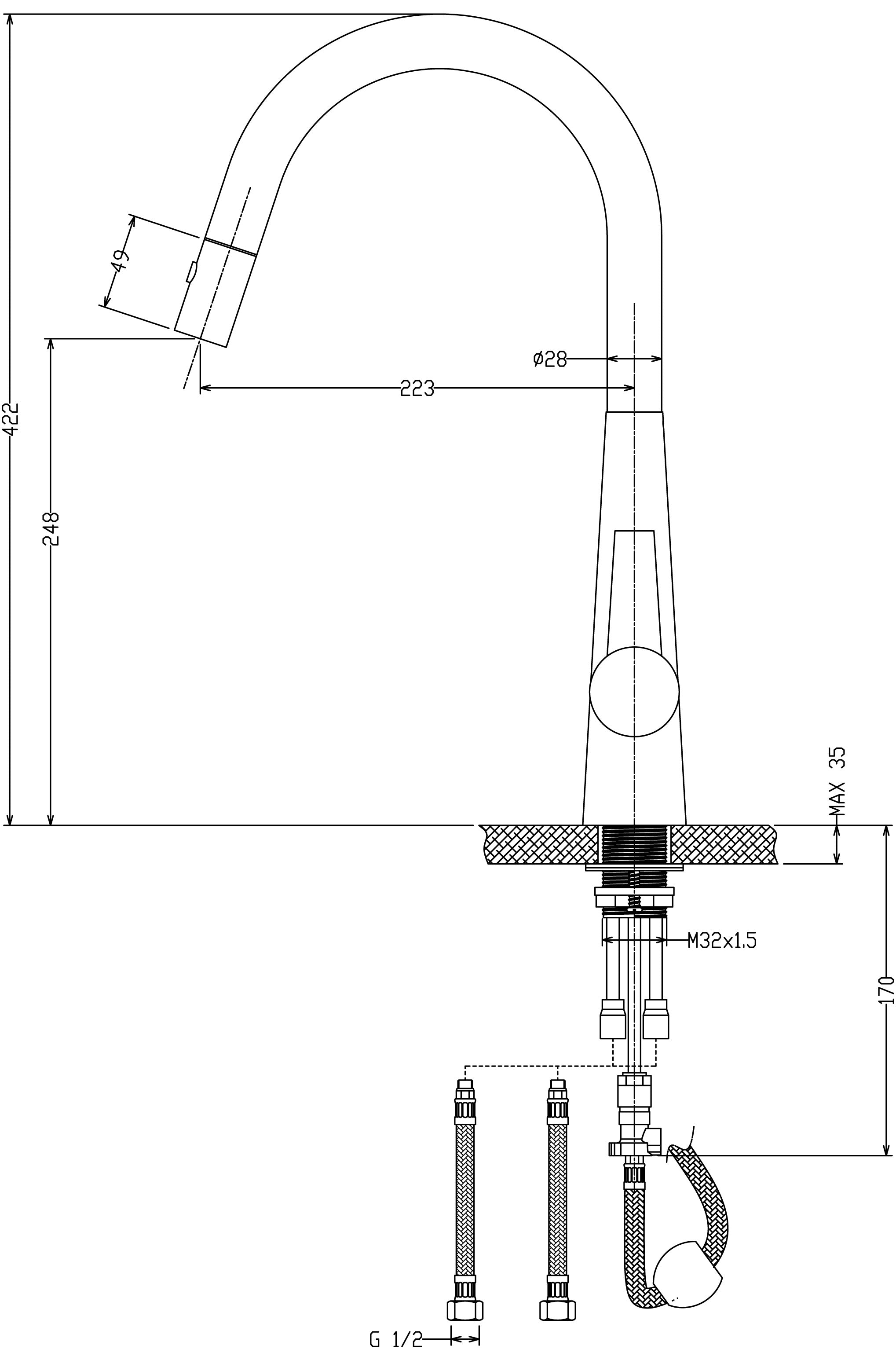 Matte Black Otus Pull - Out Sink Mixer with High - Quality Features