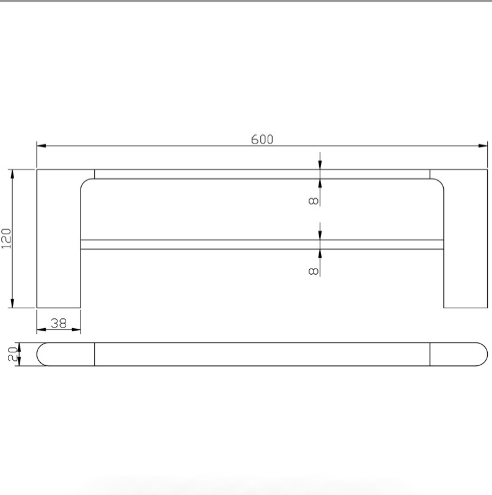 600 mm Chrome Finish Cora Double Towel Rail