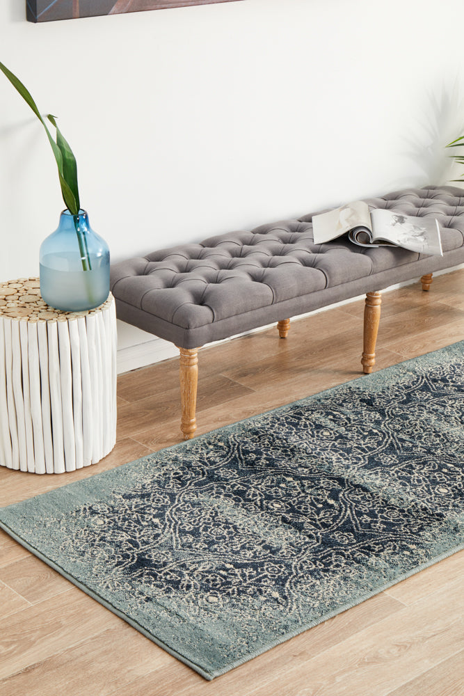 Oxford Soft 11mm Pile Denim Runner Rug with Classic Design