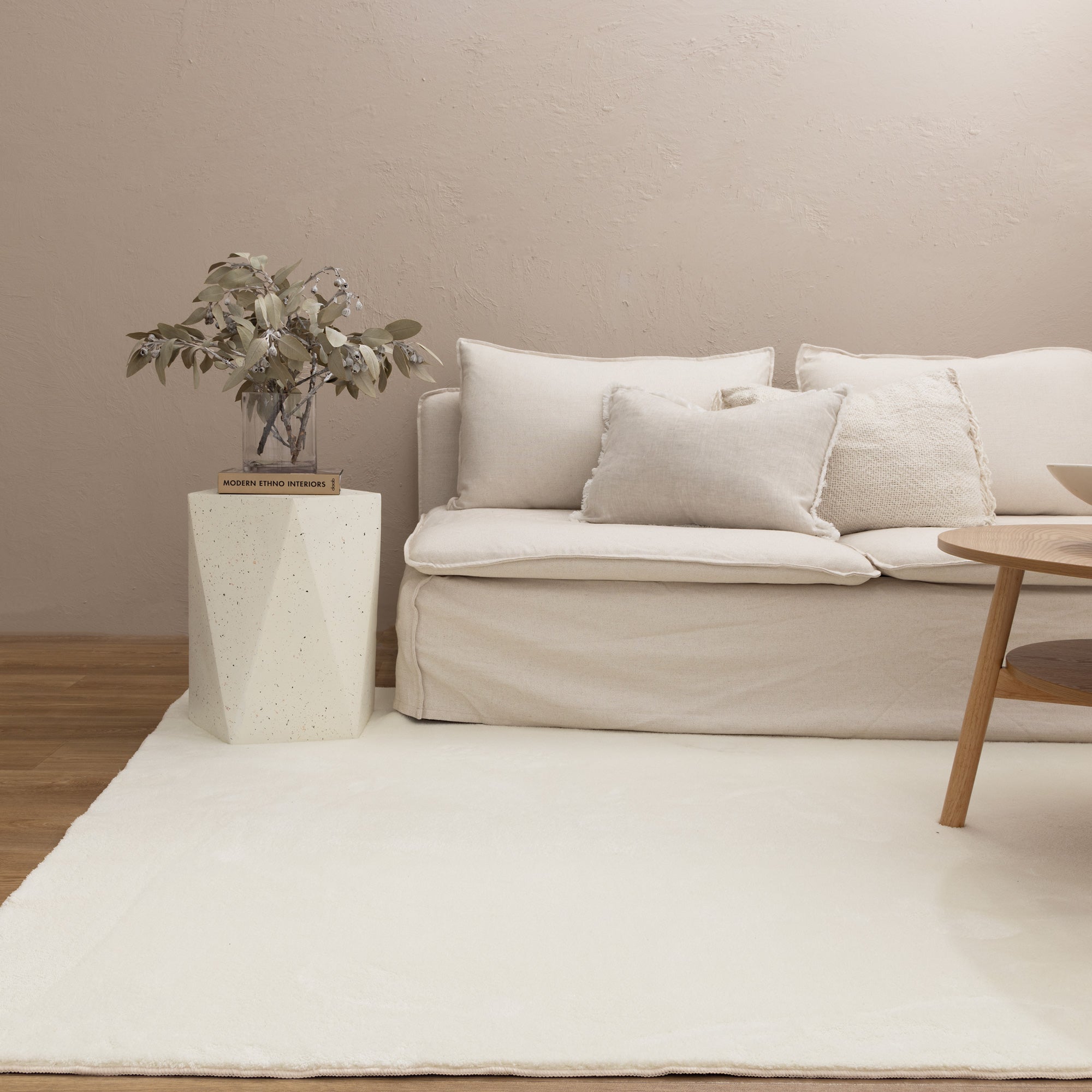 Luxurious Cloud-like Comfort Polyester Machine-washable Cream Rug