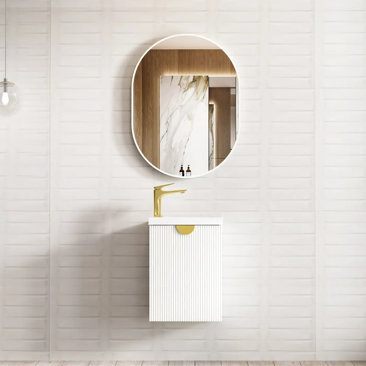 Otti 400mm Mini Ensuite Fluted Vanity in Matte White for Compact Bathrooms
