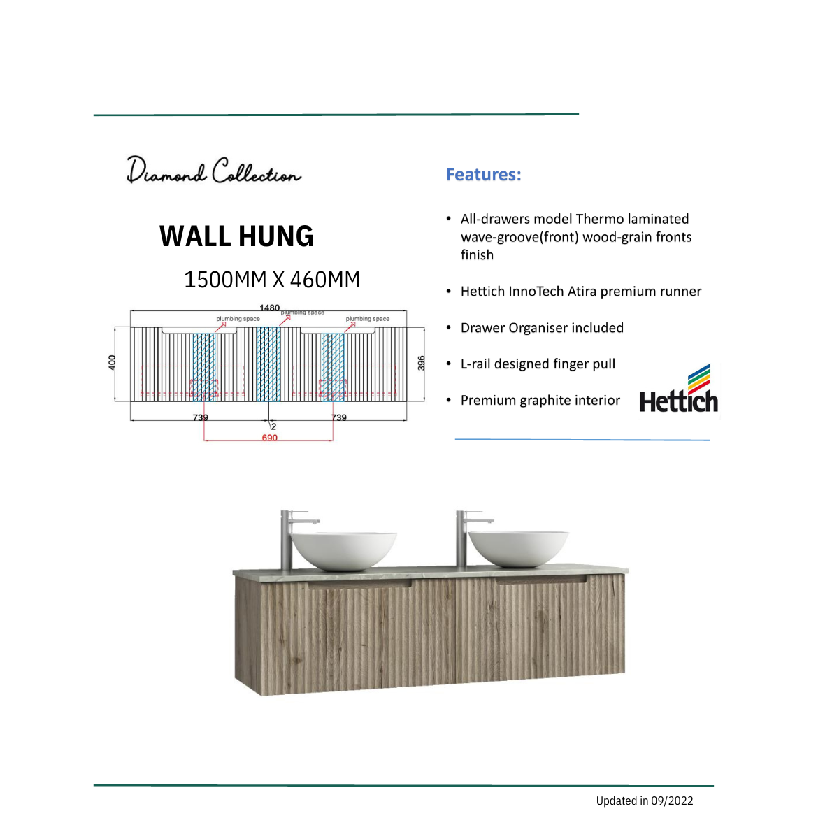 Exclusive CALDER Wall - Hung Vanity in Natural Oak (All Sizes)