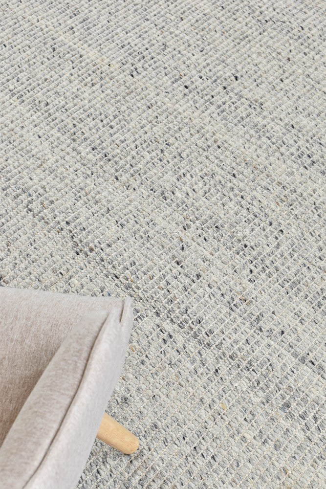 Luxurious Parko Ivory Grey Wool and Viscose Hand - Woven Rug