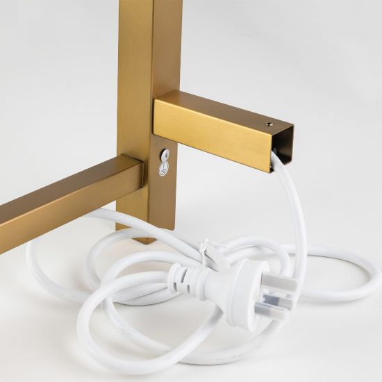 4-Bar Square Electric Heated Towel Rack with Brushed Yellow Gold Finish
