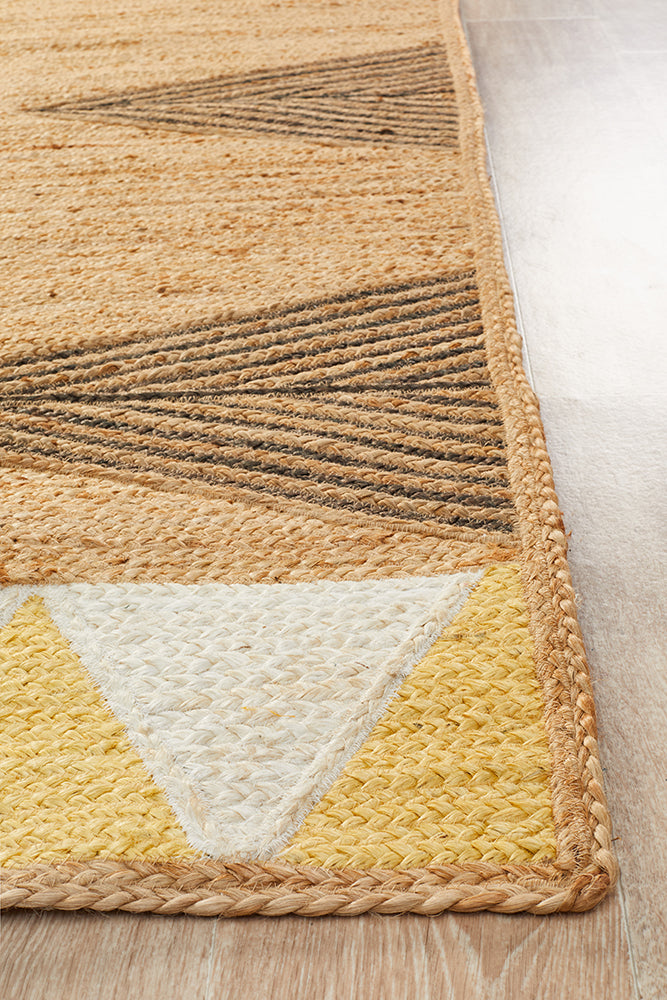 Hot Sale! Parade 222 Natural Jute Yellow Floor Rug Handmade in India