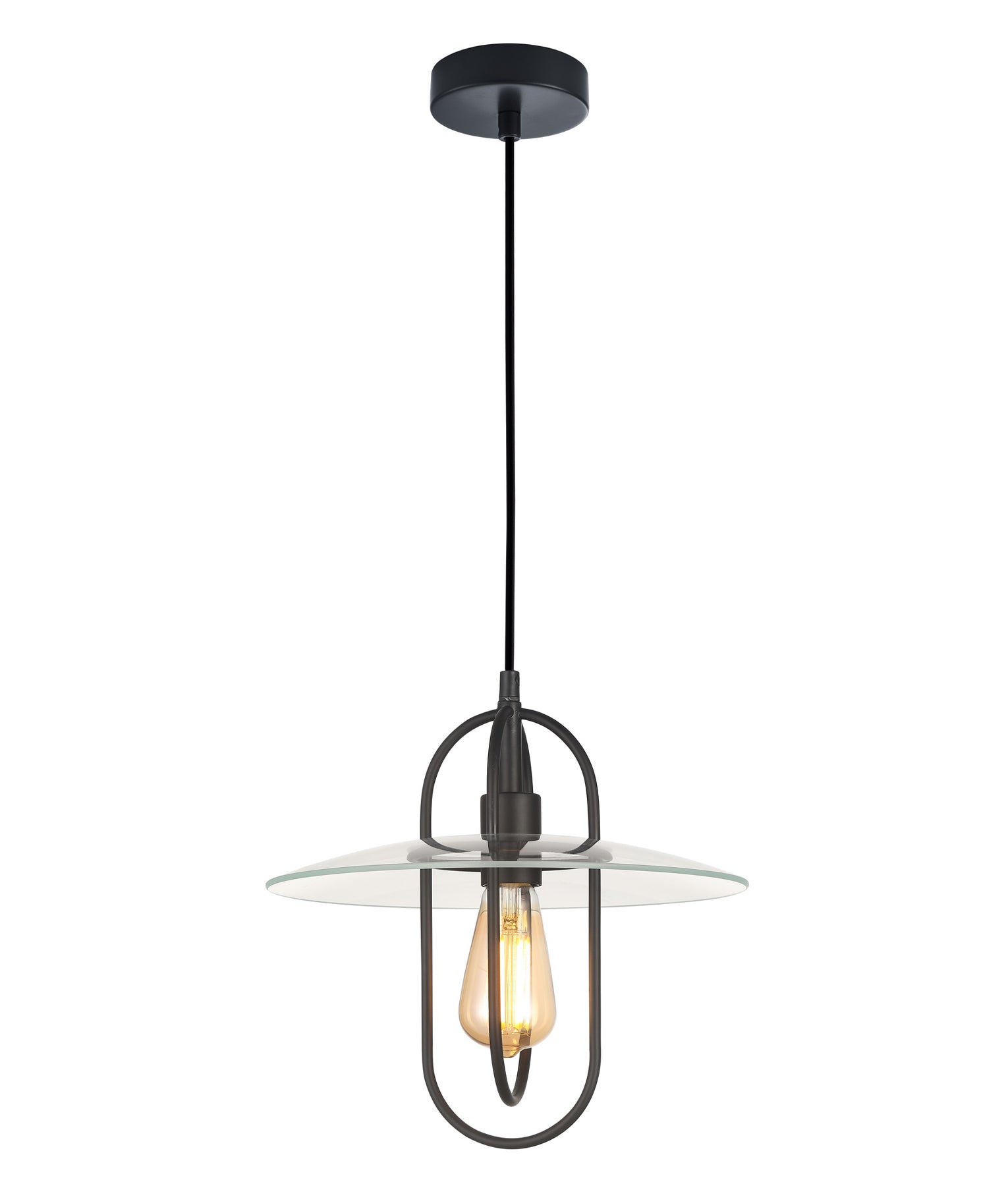 Stylish Oblong Iron and Glass Interior Single Pendant Lights